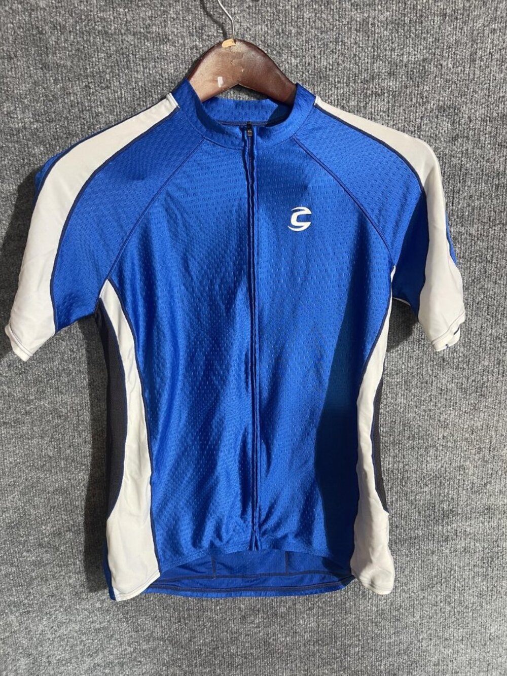 Cannondale Cycling Jersey Mens Medium Blue Full Zip Short Sleeve Pockets Bike